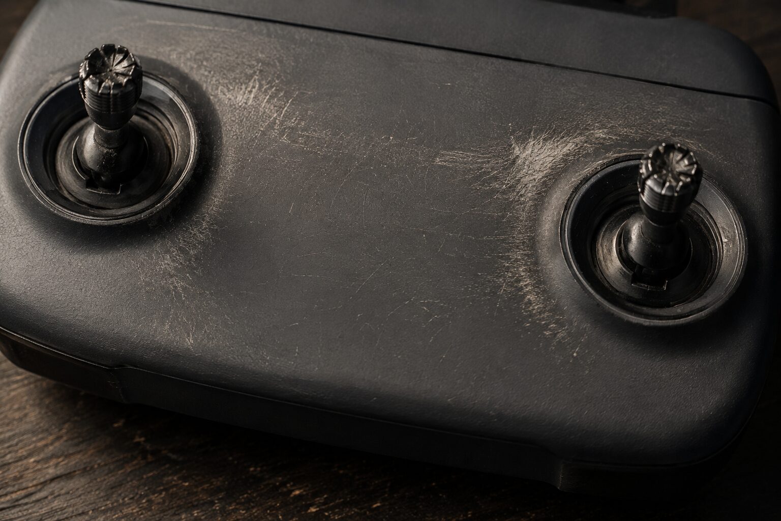 Close-up van een controller met duidelijk versleten sticks