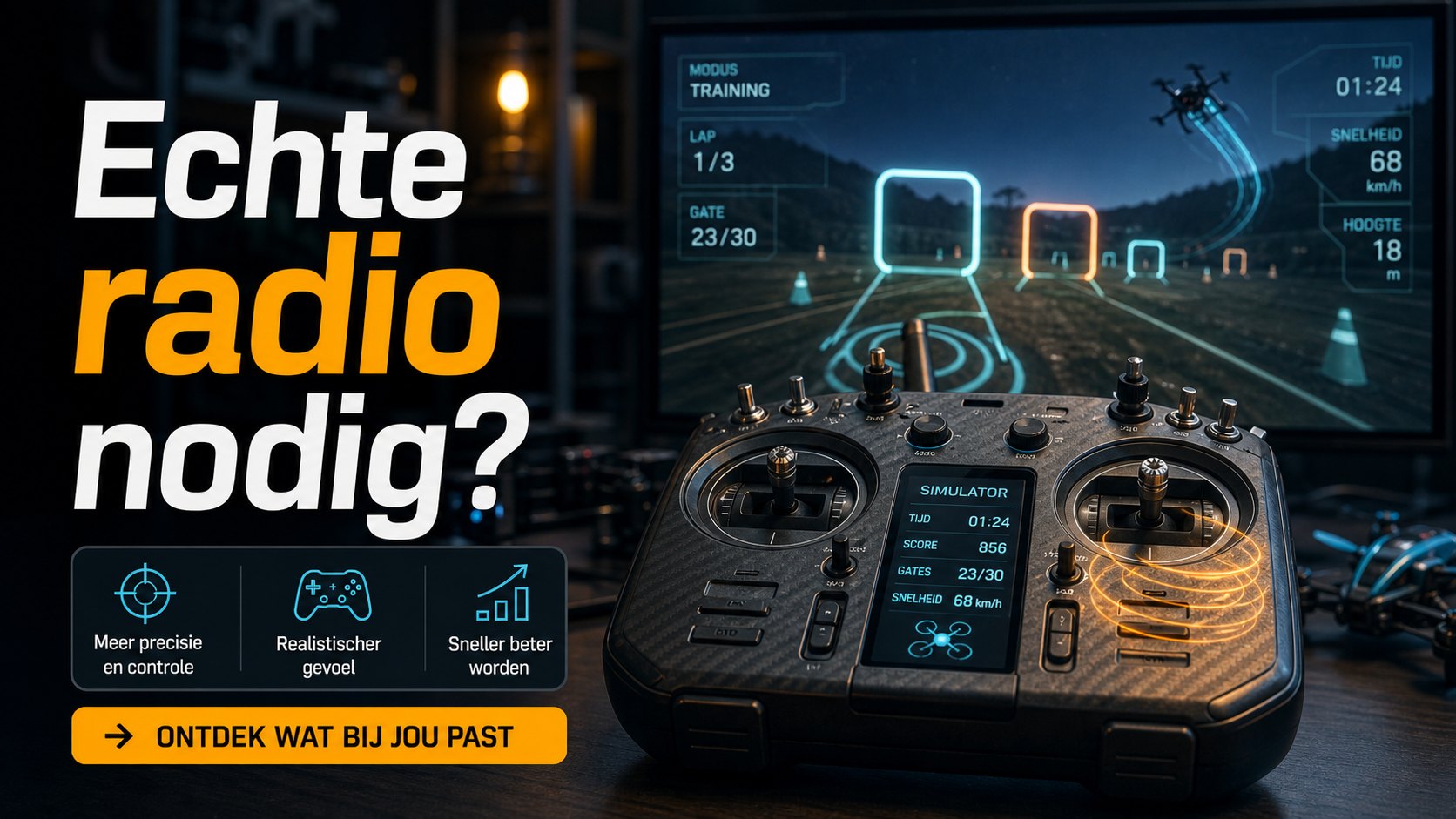 Echte radio controller voor drone simulator training